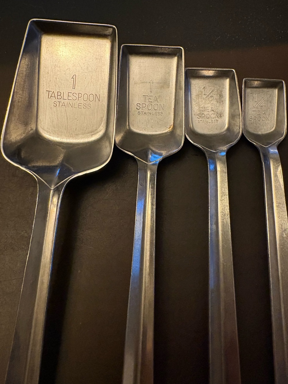 Vintage EKCO Stainless Measuring Spoons Holland Set of 4 MCM Kitchen